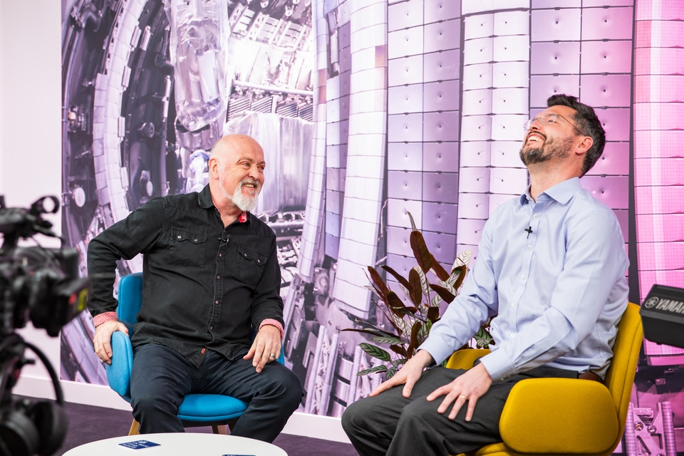 Bill Bailey in fireside chat with UKAEA's Dr. Joe Milnes